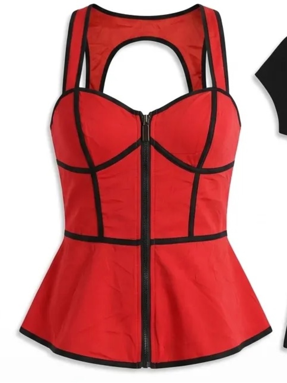 2B BEBE RED PEPLUM TOP